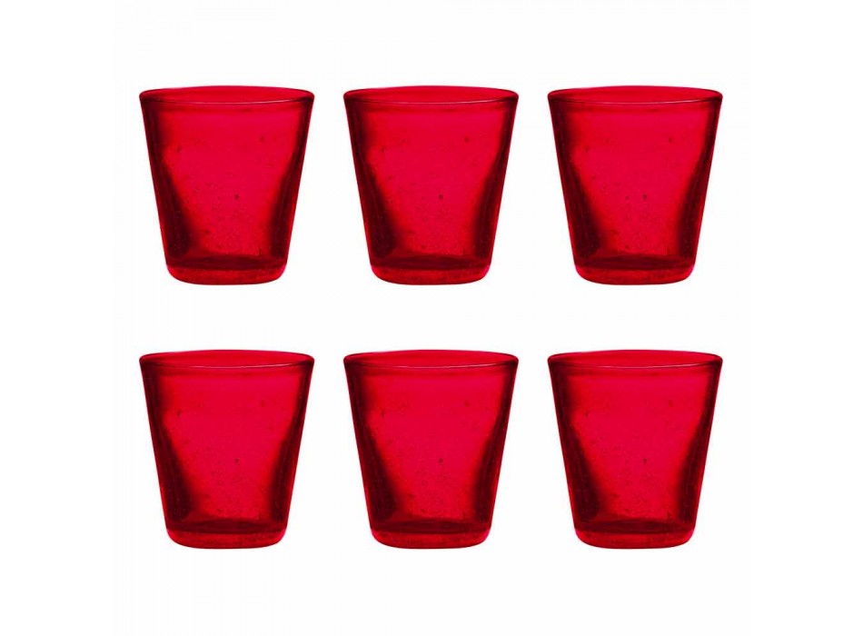 Set mit 6 farbigen geblasenen Glasgläsern mit modernem Design - Pumba Viadurini