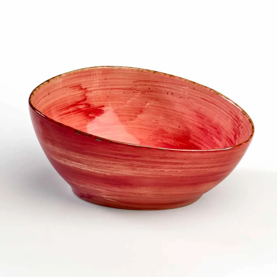 Set mit 8 modernen rechteckigen Designplatten und farbiger Steinzeugschale - Simba Viadurini