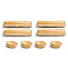 Set mit 8 modernen rechteckigen Designplatten und farbiger Steinzeugschale - Simba Viadurini