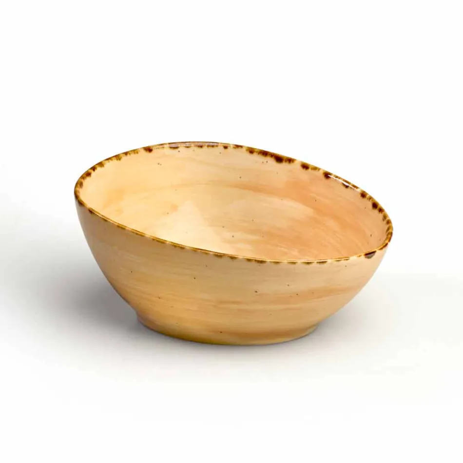 Set mit 8 modernen rechteckigen Designplatten und farbiger Steinzeugschale - Simba Viadurini