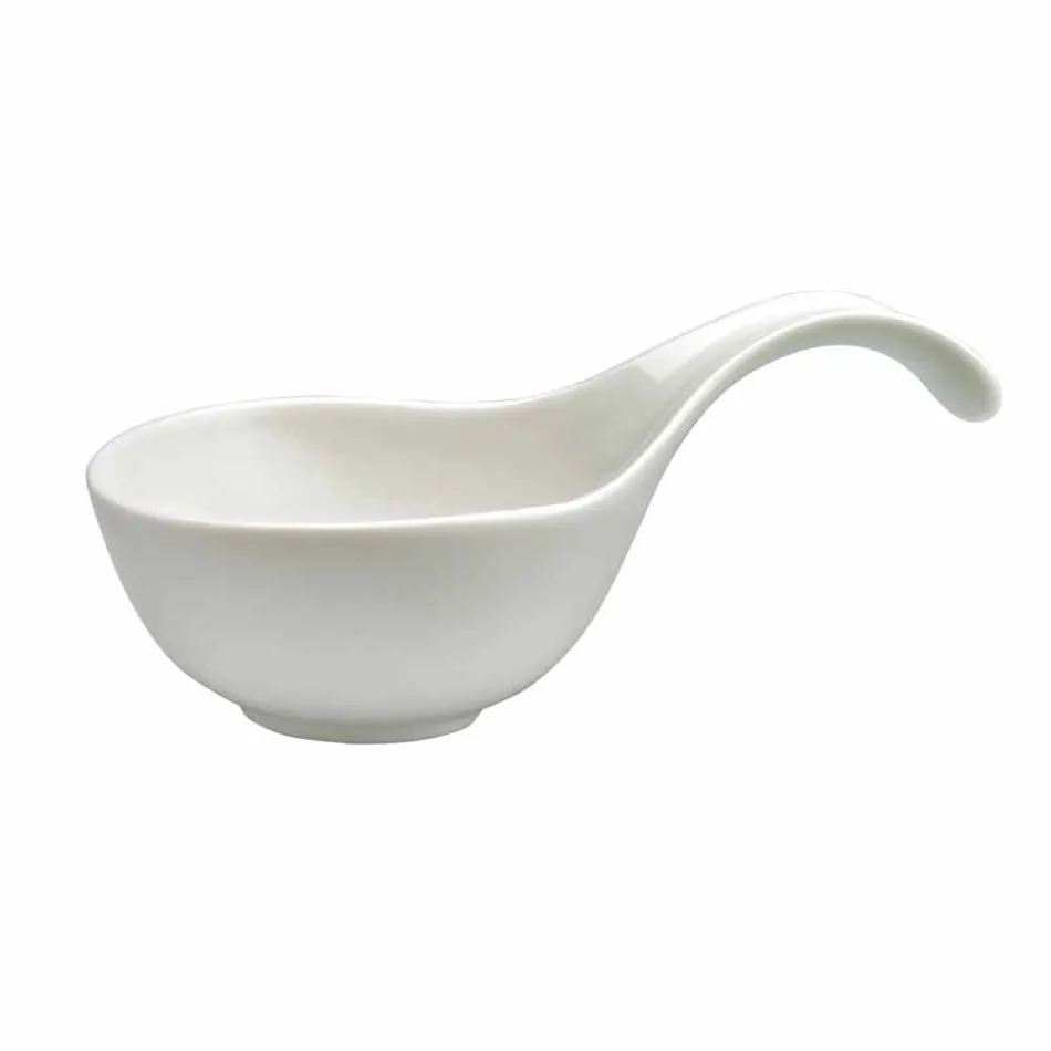 Aperitif Service 12 Stück moderne weiße Porzellan-Design-Platten - Nalah Viadurini