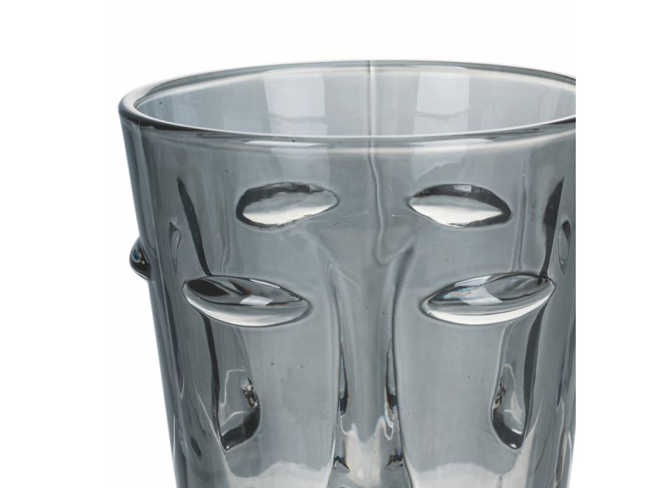 Wassergläser Set aus Glas und Gesichtsdekoration 3 Ausführungen 12 Stück - Gesichtsbehandlung Viadurini
