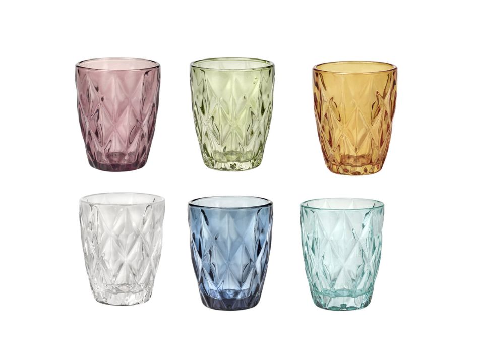Farbiges Glas Wassergläser Set 12 Stück Modernes Design - Timon Viadurini