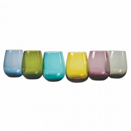 Design farbige Glaswassergläser, 12 Stück - Aperi Viadurini