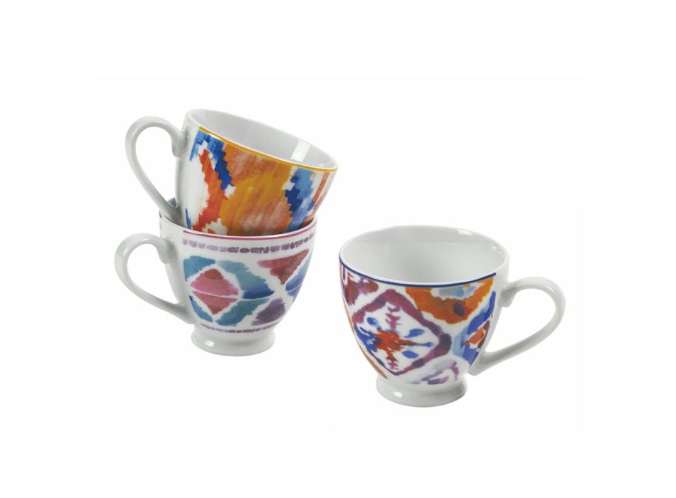 Komplettservice Kaffeetassen aus dekoriertem Porzellan 12 Stück - Anfa Viadurini