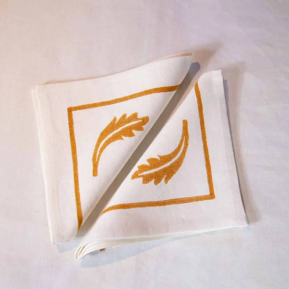 Leinen Frühstücksservice mit handgefertigten Einzelstücken - Marken Viadurini