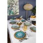 Blau gefärbtes Porzellangeschirr Set 18 Stück - Eivissa Viadurini