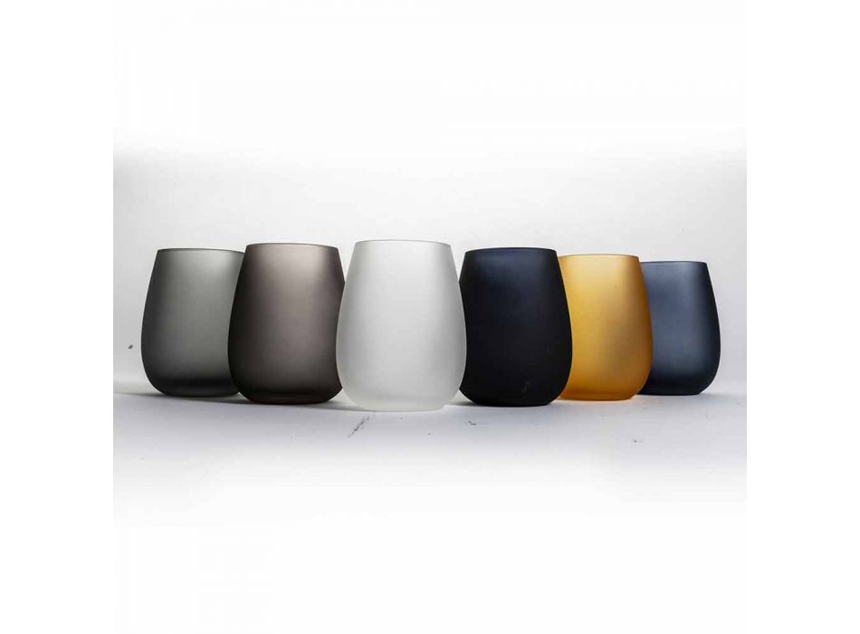Modernes farbiges Glas Wasserglas Set, 12 Stück - Rand Viadurini