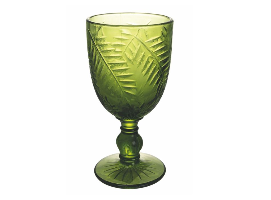 Becherset aus transparentem oder grünem Glas mit Dekoration 12 Stück - Tropeo