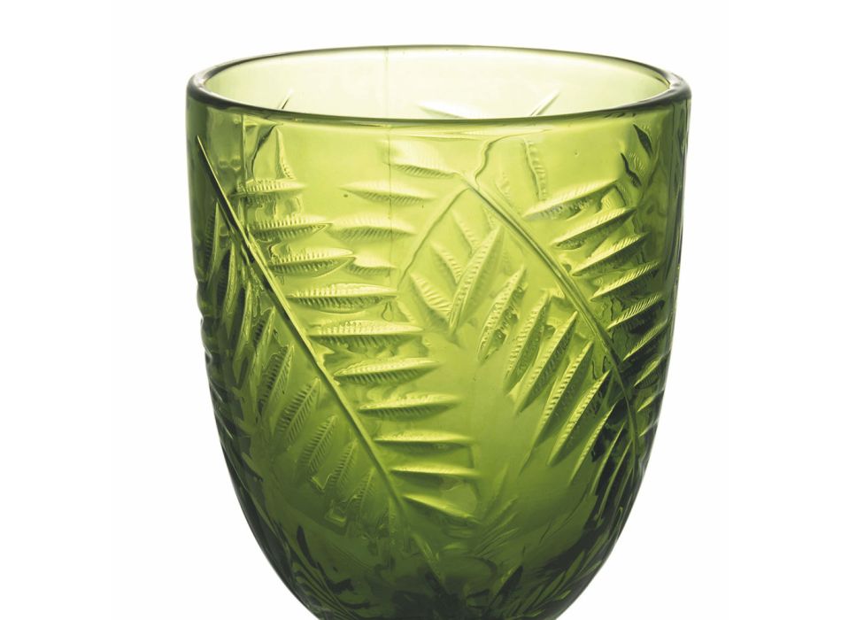 Becherset aus transparentem oder grünem Glas mit Dekoration 12 Stück - Tropeo