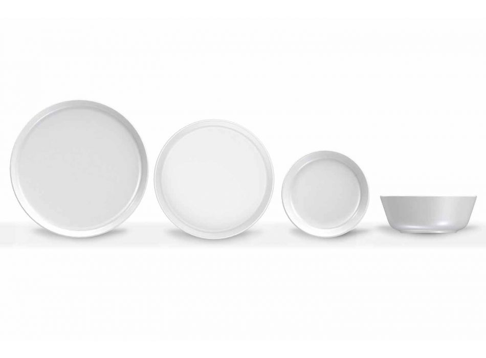 Weißes modernes Design Porzellan Essteller Set 24 Stück - Arktis Viadurini