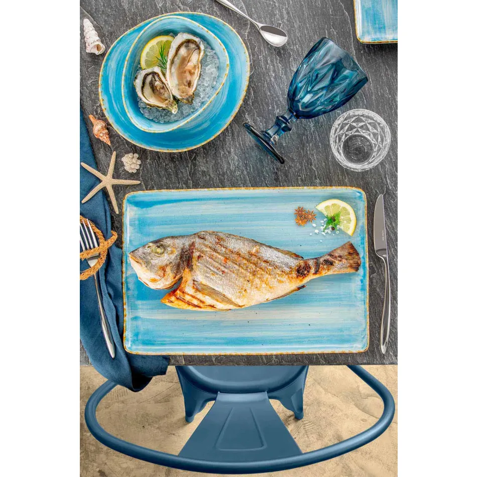 Set mit 16 modernen Design-Gerichten aus elegantem farbigem Steinzeug - Simba Viadurini