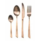 24-teiliges Besteckset aus flachem schwarzem Stahl oder Kupfer - Antozoi Viadurini