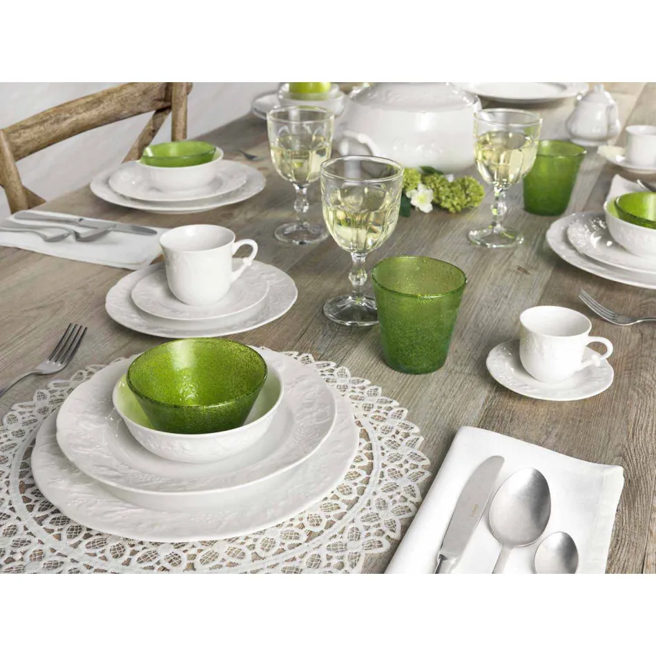 Set mit 27 eleganten weißen Porzellan-Designplatten - Gimignano Viadurini