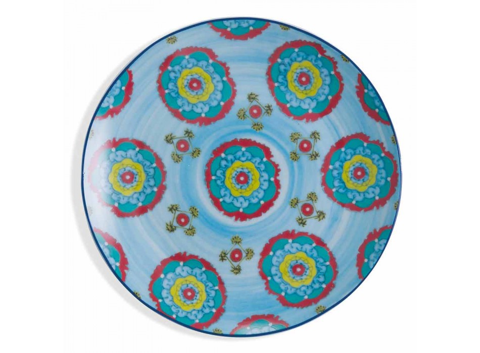 Satz moderne ethnische farbige Teller in Porzellan und Steinzeug 18 Stück - Istanbul Viadurini