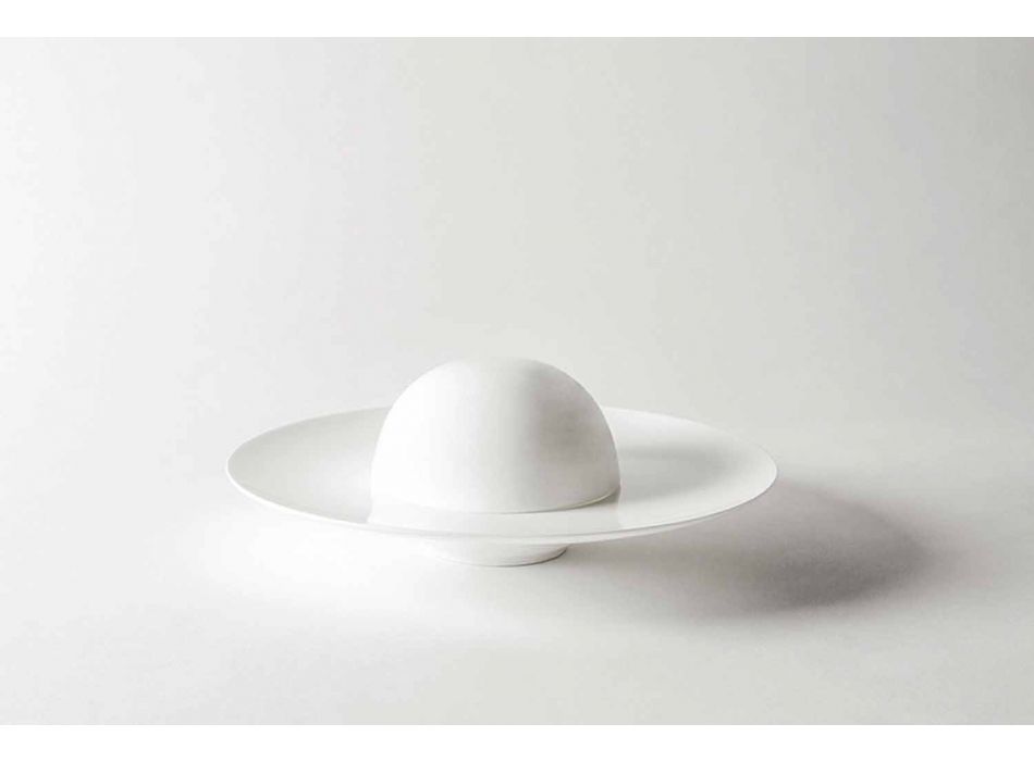 Geschirrset mit Luxus Design Cloche aus weißem Porzellan 8 Stück - Flavia Viadurini
