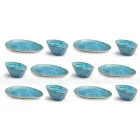 12 Stück Vorspeisenteller Service in farbigem Steinzeug von modernem Design - Simba Viadurini