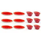 12 Stück Vorspeisenteller Service in farbigem Steinzeug von modernem Design - Simba Viadurini