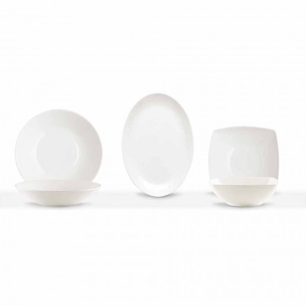Serviergeschirr 3 Stück Modernes Design aus weißem Porzellan - Malaga Viadurini