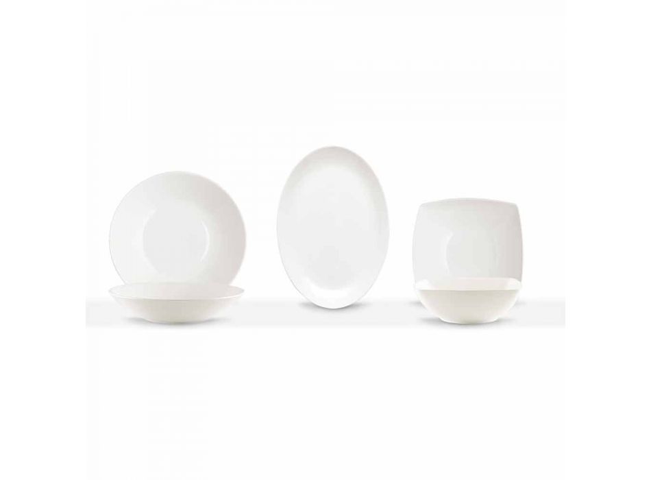 Serviergeschirr 3 Stück Modernes Design aus weißem Porzellan - Malaga Viadurini