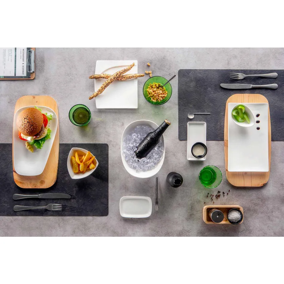 Weißes Porzellan Abendessen oder Servieren von Gerichten - Nalah Viadurini