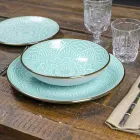 Geschirrservice in Hartdolomitgrau, Hellblau oder Blau 18 Stück - Arabisch Viadurini