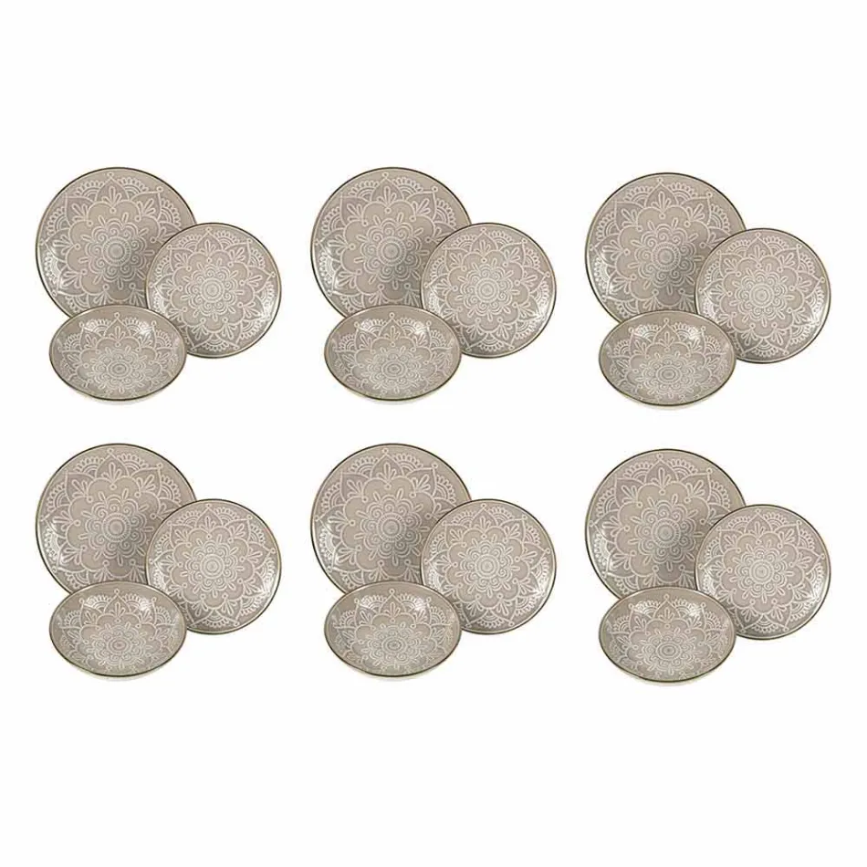 Geschirrservice in Hartdolomitgrau, Hellblau oder Blau 18 Stück - Arabisch Viadurini