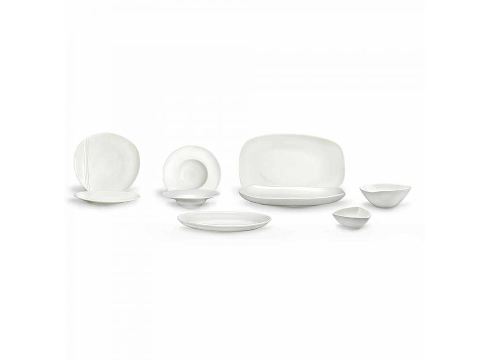 Geschirrset aus weißem Porzellan 23 Teile Modernes und elegantes Design - Nalah Viadurini