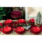 Rote Weihnachtsteller in Steinzeug 18 Stück Tradition und Eleganz - Rossano Viadurini