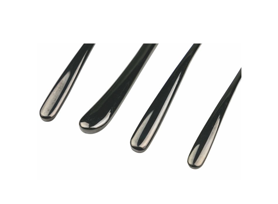 Besteckset aus glänzendem schwarzem Stahl rundes Design 24-teilig - Tropfen Viadurini