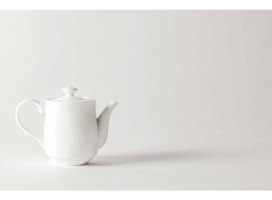 Weißes Porzellan Teetasse Set 21 Stück mit Deckel - Samantha Viadurini