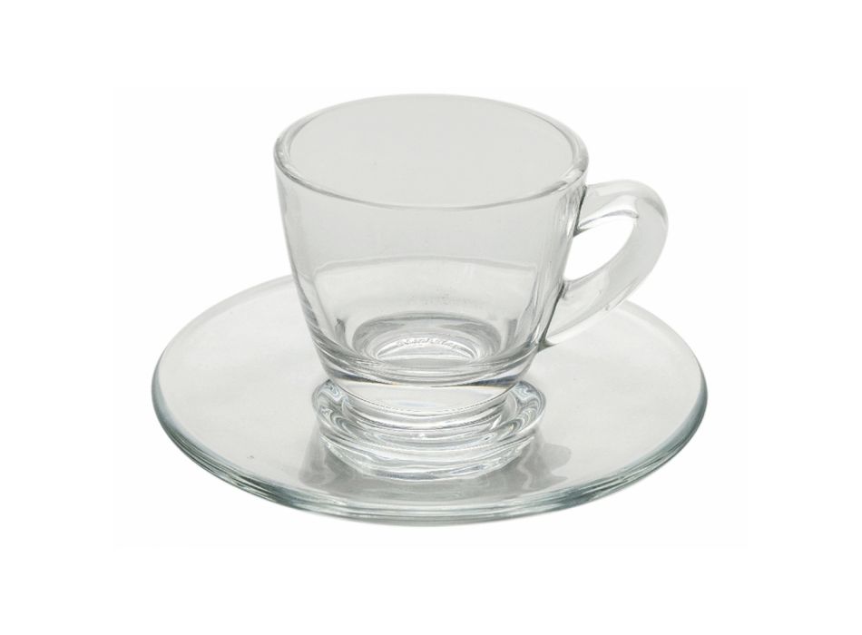 Kaffeetassenservice aus transparentem Glas mit Untertasse 12 Stück - Elettra Viadurini