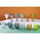 Set mit 12 Kelchen 210 ml aus farbigem Glas und Reliefarbeit - Sonnenuntergang Viadurini