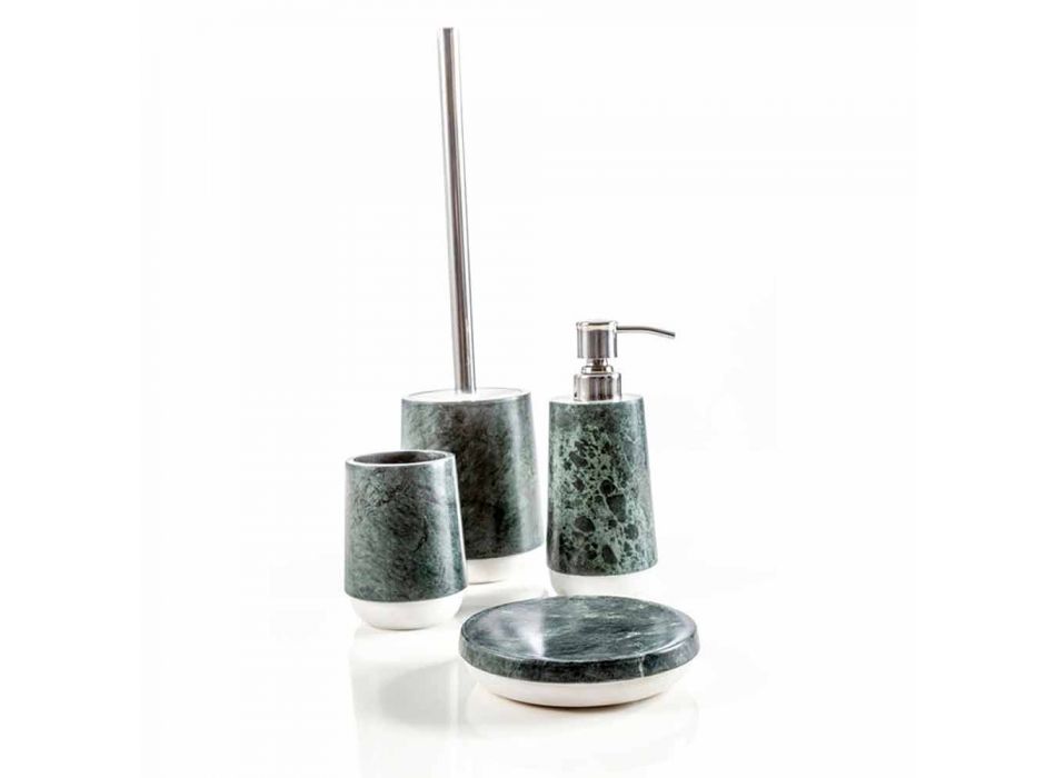 Modernes Badezimmerzubehör aus meliertem grünem Bombei-Marmor Viadurini