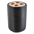 Carsoli moderner Badezimmerzubehörsatz aus Keramik und Holz Viadurini