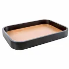 Carsoli moderner Badezimmerzubehörsatz aus Keramik und Holz Viadurini