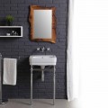 Badezimmer-Set mit Vintage-Waschbecken auf Struktur und Spiegel in Briccola Creativity