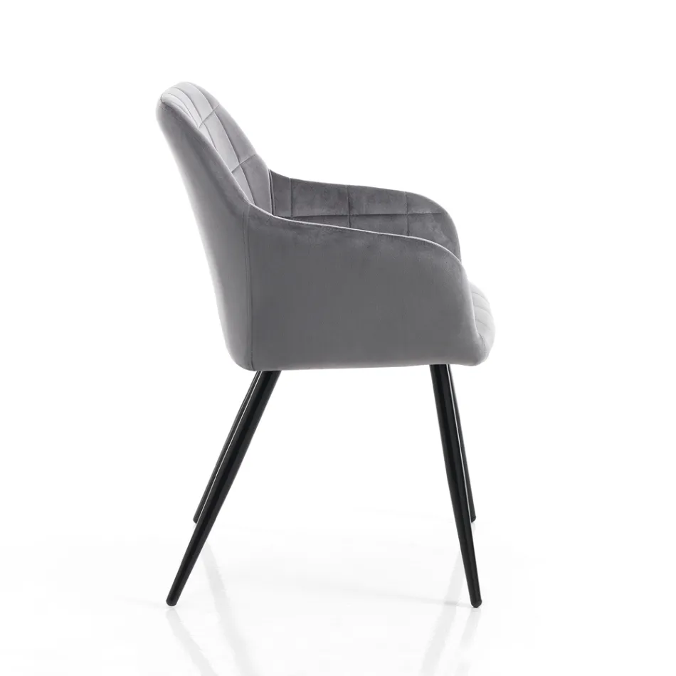 Set mit 2 Stühlen aus Stoff mit Samteffekt – Plutonium Viadurini