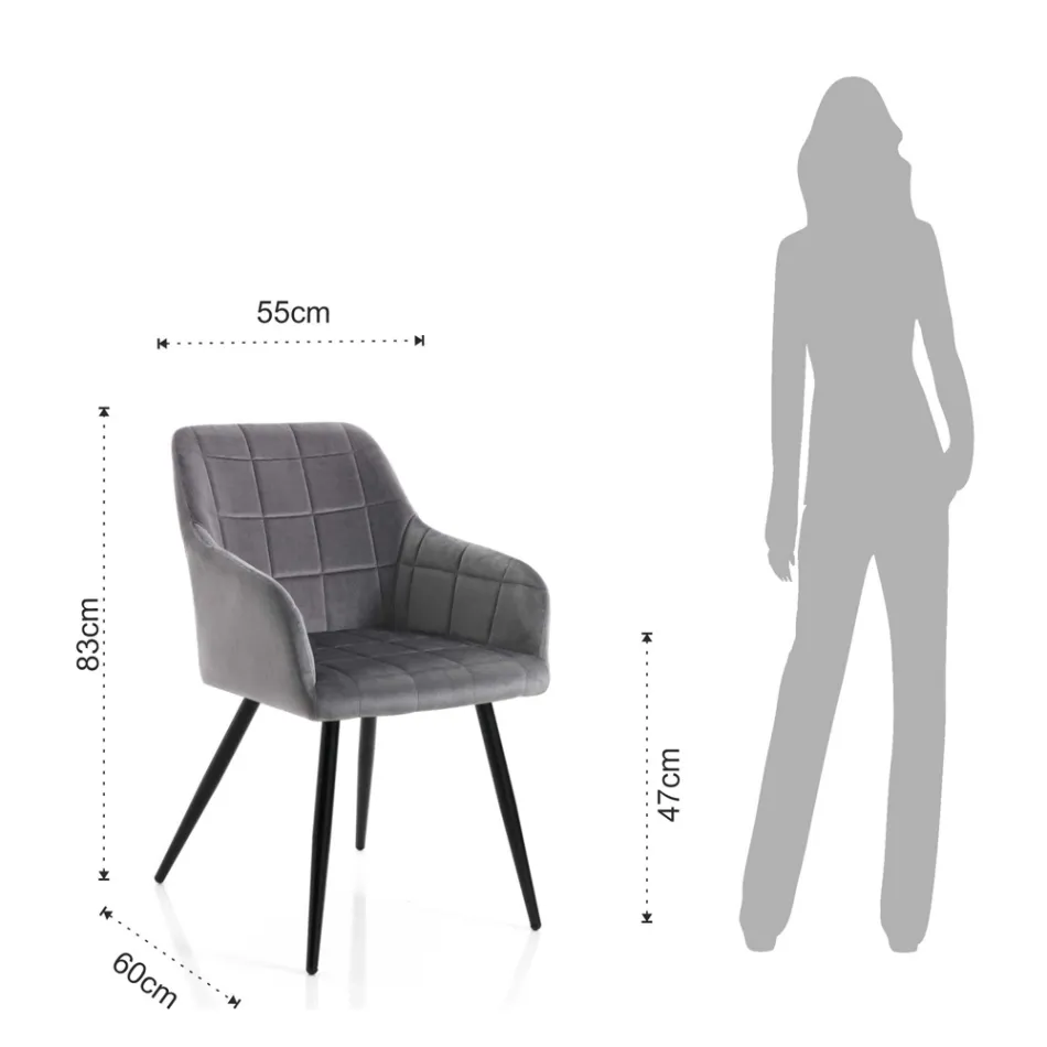 Set mit 2 Stühlen aus Stoff mit Samteffekt – Plutonium Viadurini