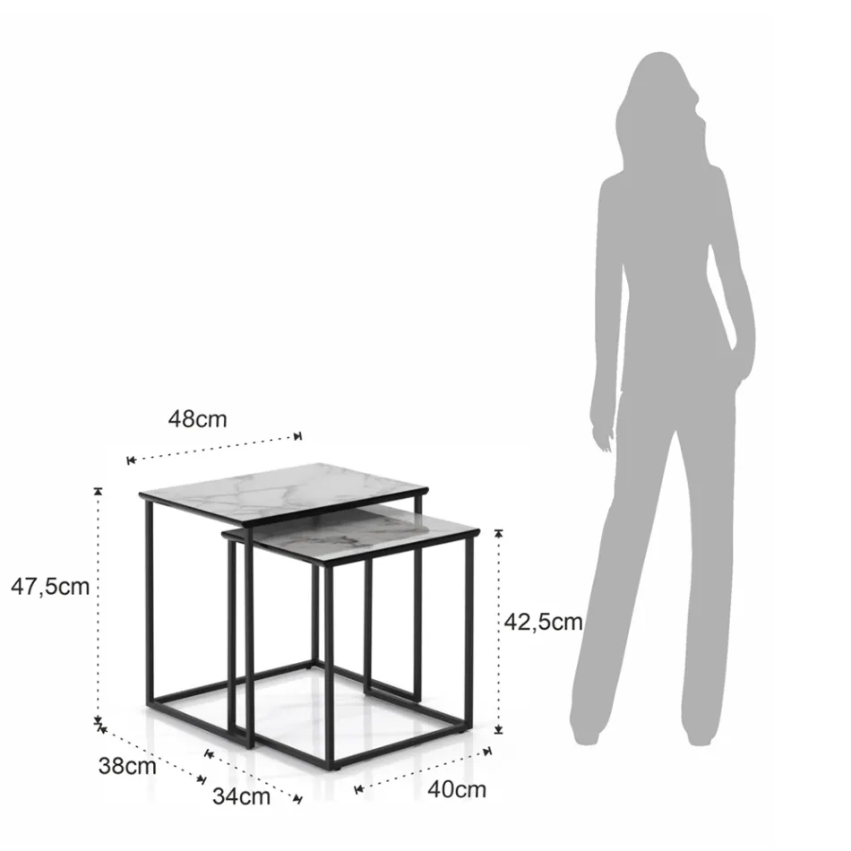 Set mit 2 Couchtischen aus Stahl und MDF – Osmio Viadurini