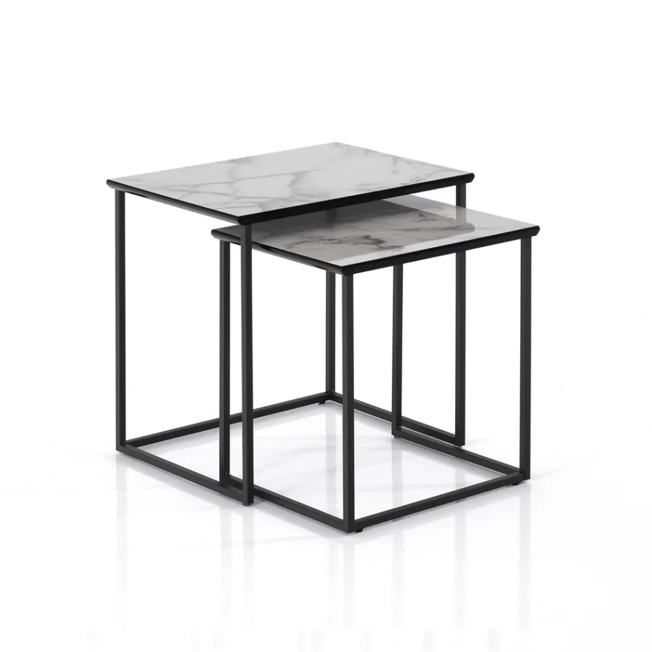 Set mit 2 Couchtischen aus Stahl und MDF – Osmio Viadurini