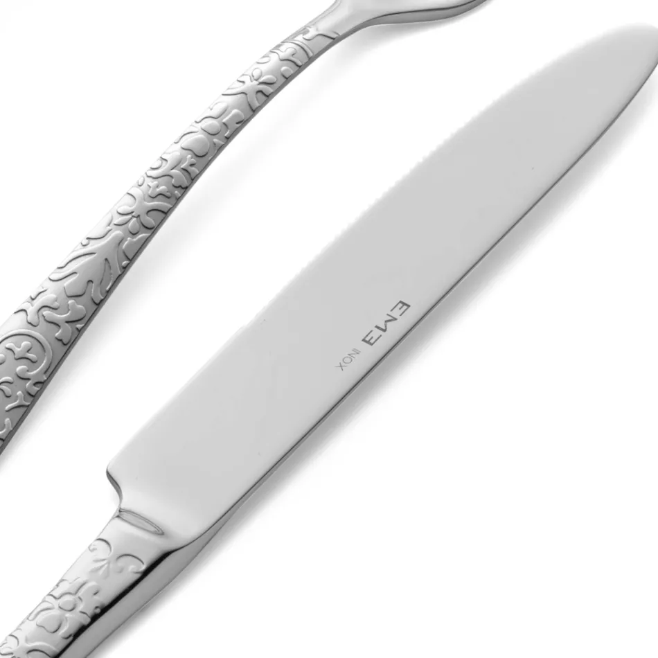 24-teiliges Besteckset aus poliertem Stahl mit Gravur Made in Italy - Nara Viadurini