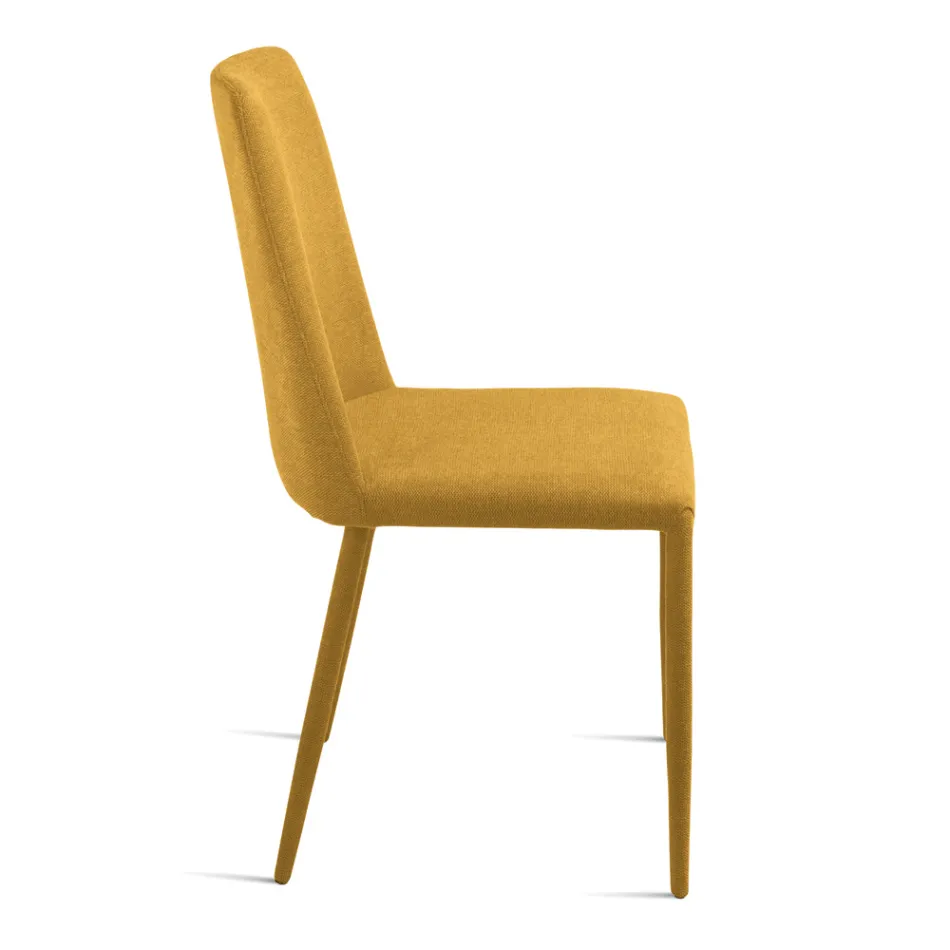 Set aus 4 gepolsterten Stühlen mit farbenfrohem Stoffbezug und gepolstertem Gestell - Luciana Viadurini