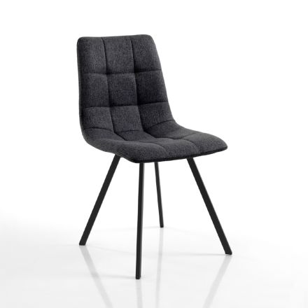 Set mit 4 Stühlen aus anthrazitfarbenem Stoff und schwarzem Stahl – Anthrazit Viadurini