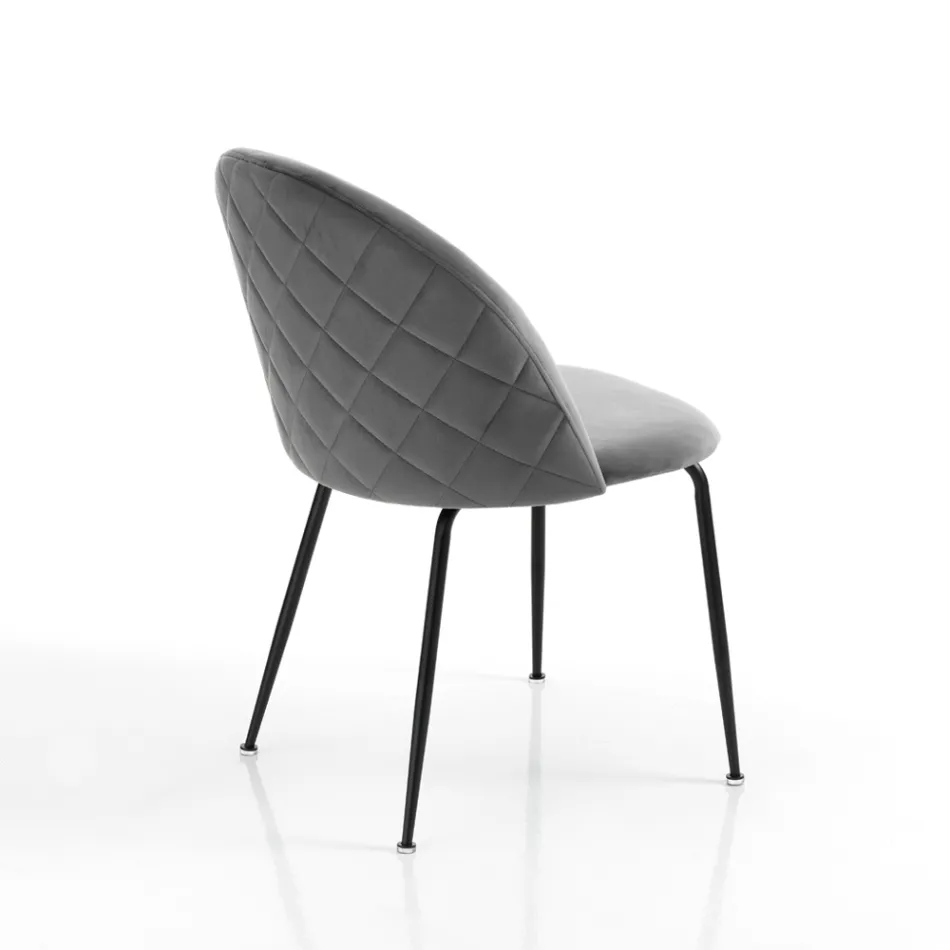 Set mit 4 Stühlen aus Mikrofaserstoff mit Samteffekt – Terbio Viadurini