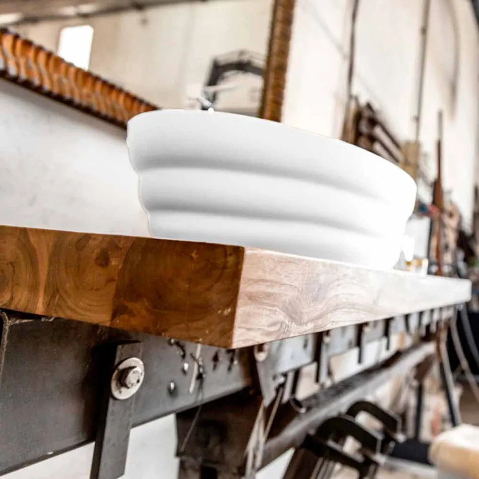 Set von Design-Hängemöbeln für Badezimmer aus gestreiftem Teak Poggio Viadurini