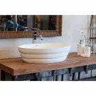 Set von Design-Hängemöbeln für Badezimmer aus gestreiftem Teak Poggio Viadurini