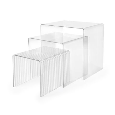 Dreiteiliges Set aus Plexiglas-Beistelltischen, hergestellt in Italien – Leandro Viadurini