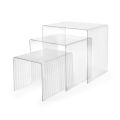 Dreiteiliges Set aus Plexiglas-Beistelltischen, hergestellt in Italien – Leandro
