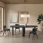 Zwei Stühle mit Holzoptik und gepolstertem Stoffsitz - Antea Viadurini